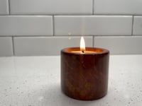 Image 1 of Red Marble Cylinder Tea Light Candle Holder + 2 Pure Beeswax Tea Light Candles