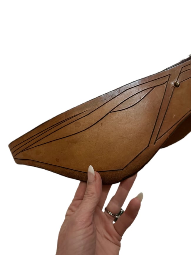 early 70s massive leather crossover hip belt 