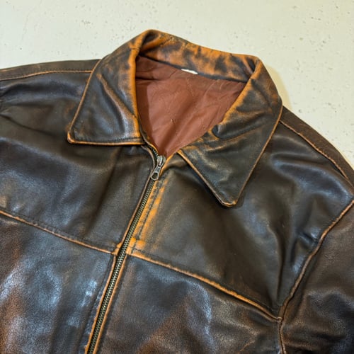 Image of 1990s Cropped Heavweight Leather Jacket, Size Medium
