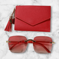 Image 2 of Elegant Red Round Quartz Watch Set