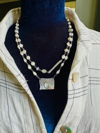 Image 4 of flash sale . Baroque Pearl And Opal Necklace With Sterling Bar Pendant