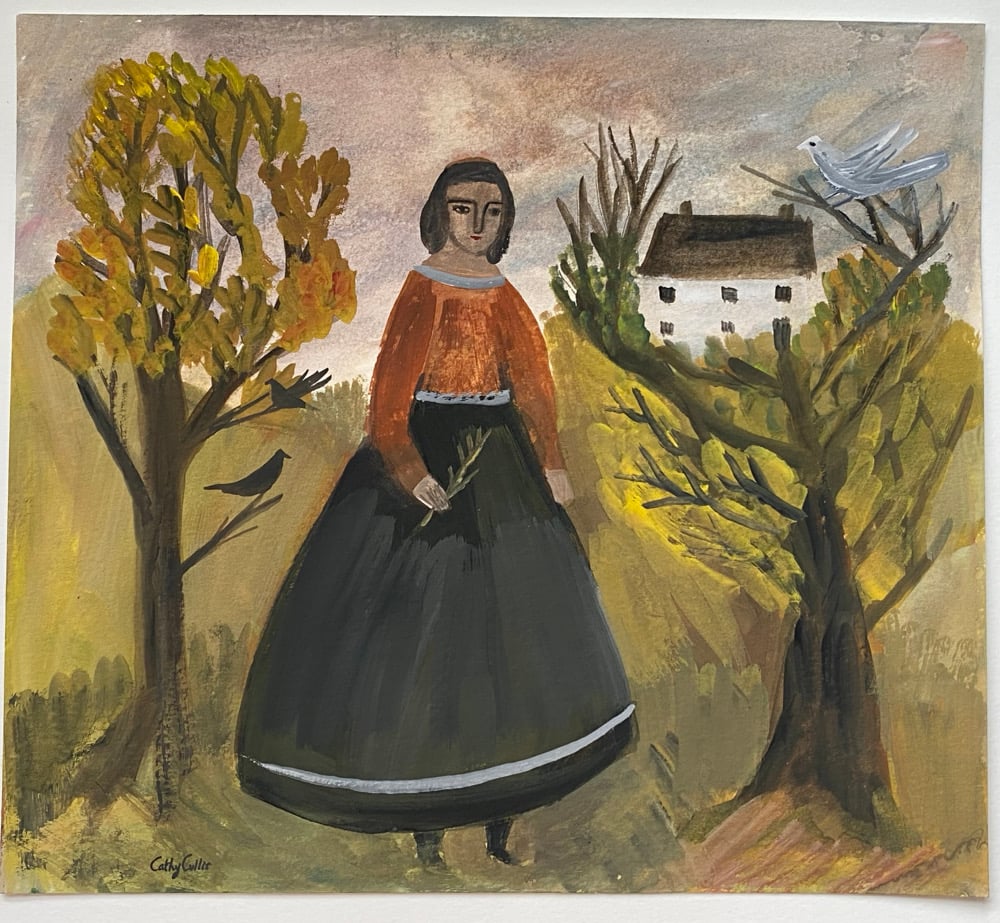 Image of Portrait of a woman between dreaming trees