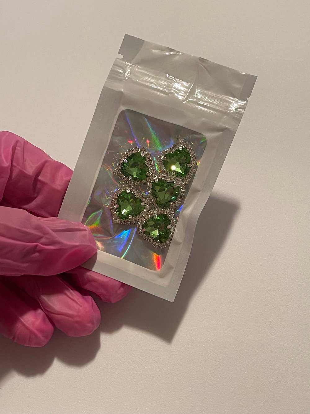 Image of LIGHT GREEN BLING HEARTS