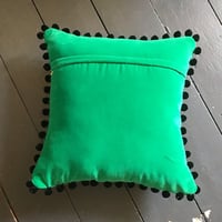 Image 4 of Green Velvet Tiger Pom Pom Cushion Cover