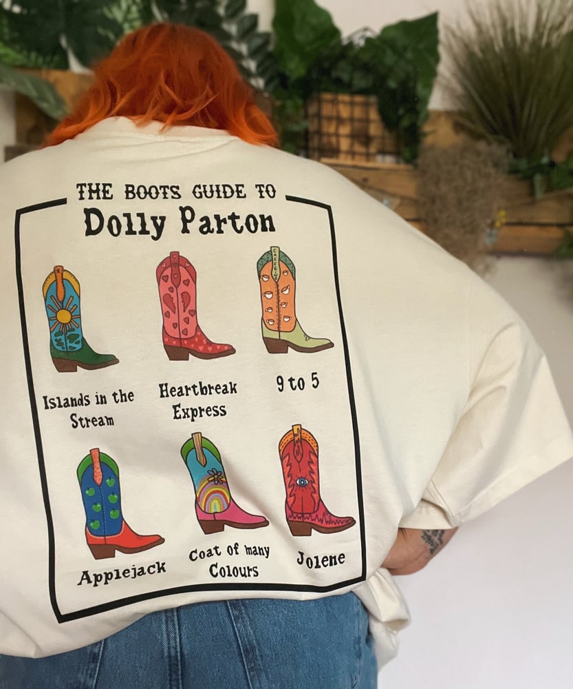 Image of Dolly Parton cowboy boots tshirt