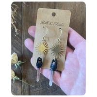 Image 1 of SALE - Brass Sun and Fire Quartz Earrings 