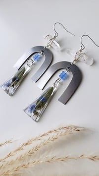 Image 1 of Forget-me-not Silver Arch Quartz Earrings 