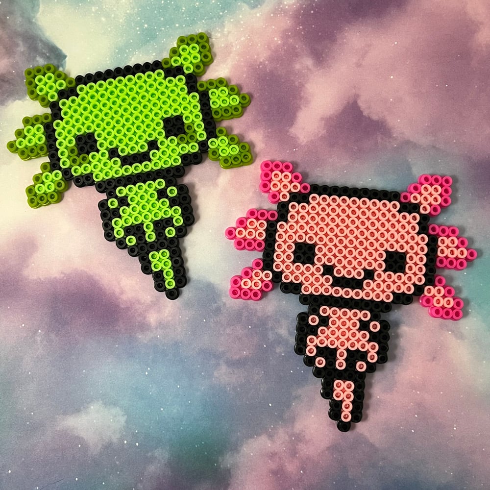 Image of Axolotl Kawaii Perler Kandi Wall Decor