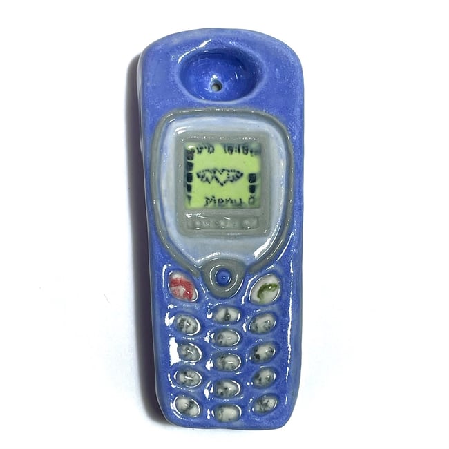 Cool Blue Ceramic Phone Pipe