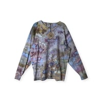 Image 1 of L Unisex Adult Soft Long Sleeve Tee in Muted Watercolor Ice Dye
