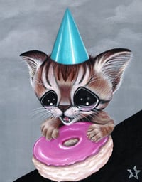 Donut Party Cat Art Print
