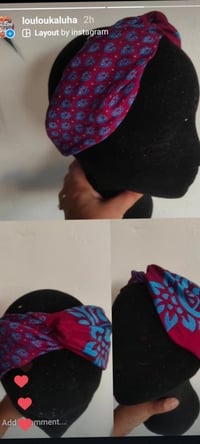 Image 7 of Turban Head Band- recycled sari fabric Blue Purple