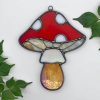 Image 2 of Iridescent Red Mushroom Suncatcher 
