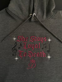 Image 3 of Davina Lyrics: “She Stays Loyal To Death” Hoodies with stars & music notes embroidered