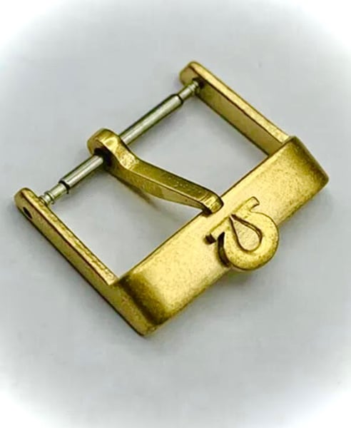 Image of Vintage Omega gold plated 18mm Watch Strap Buckle.Used,Clean,Rare Model, Genuine
