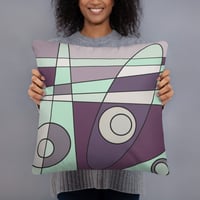 Abstract Surfing Basic Pillow - Mint Aubergine