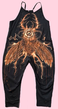 Image 1 of “BAD BEETLE” CUSTOM BLEACH PAINTED OVERSIZED ROMPER LARGE