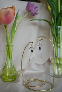 Image 2 of Kyanite, Tourmaline & Pearl Luna Earrings