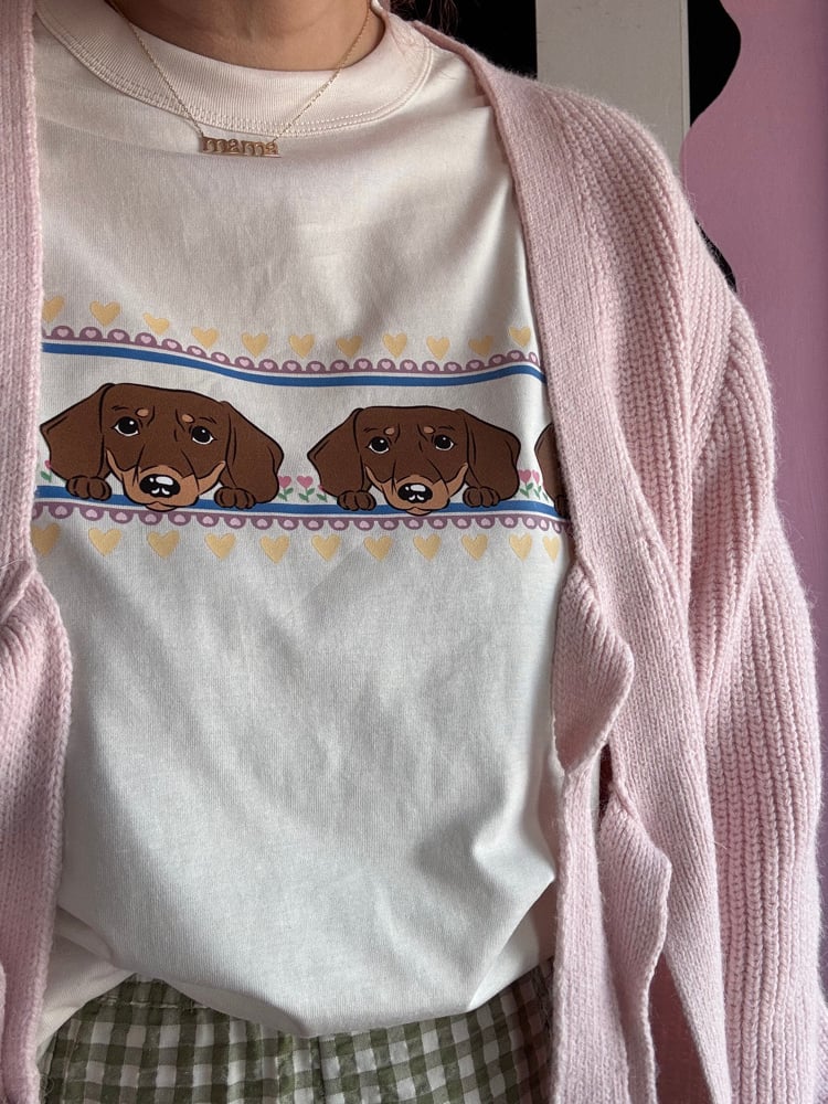 Image of custom pet portrait border tees/jumpe