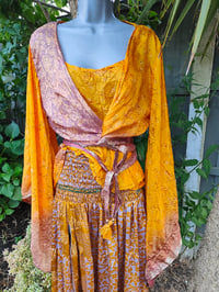 Image 11 of Zara Spilt Skirt- Sari fabric yellow and nude ish