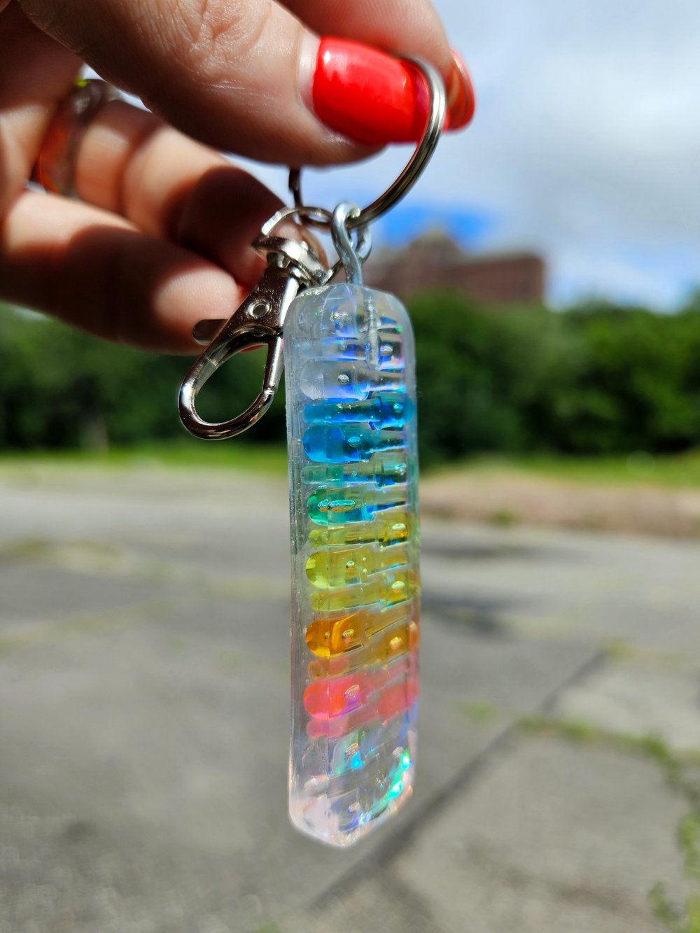 Image of Iridescent Lite Brite Keychain