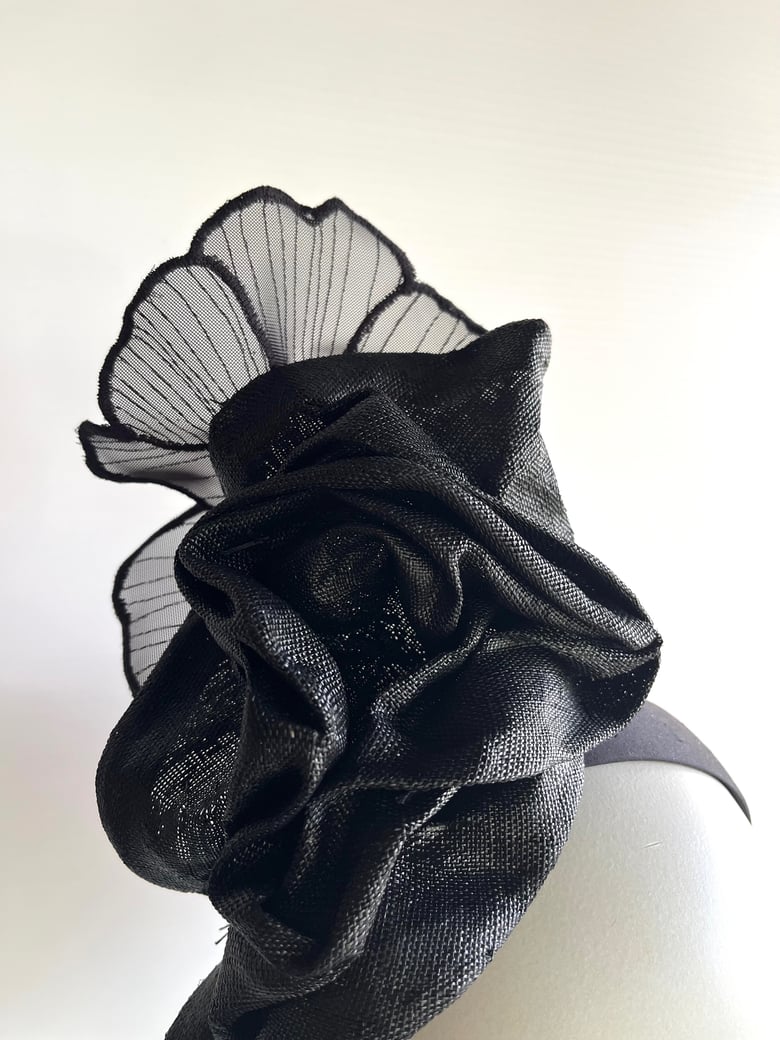 Image of Black straw freeform headpiece 