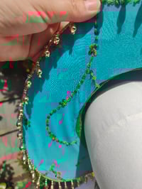 Image 14 of Dolly cowboy hat - recycled sari fabric Dark Green pearls