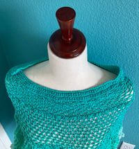 Image 5 of Aqua Crochet Lace Poncho