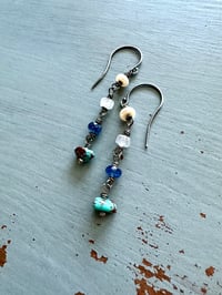 Image 7 of turquoise nugget and iolite dangle earrings