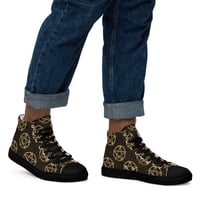 Image 6 of All Over Gold and Black Pentagram Men’s high top canvas shoes