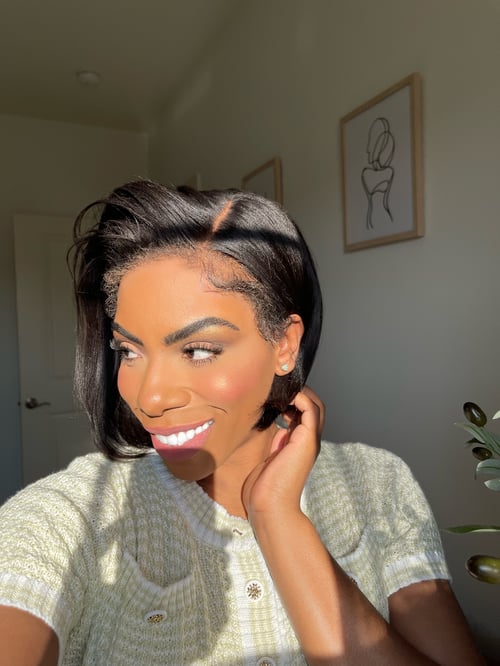 Image of 10 inch YAKI BLUNT CUT BOB with KINKY EDGES! FULLY CUSTOMIZED lace front WIG