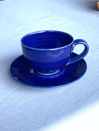 Image 2 of Small Cup and Saucer Navy glaze