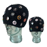 Image 3 of Black Fitted Beanie with Buttons 