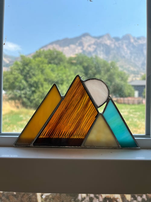 Image of Moon Mountain Range-stained glass