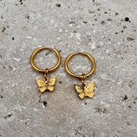 Image 1 of Butterfly Huggie Earrings