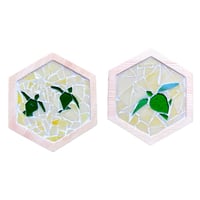 Image 1 of One Turtle Two Turtle stained glass mosaic coasters