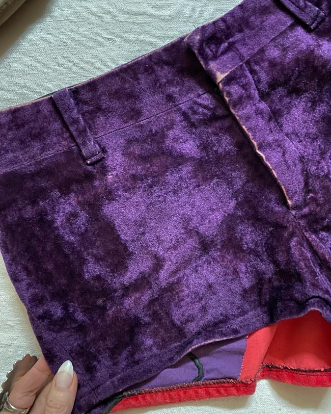 early 70s glam velvet hot pants shorts