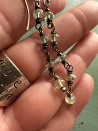 Image 6 of aquamarine boulder opal and prehnite earrings