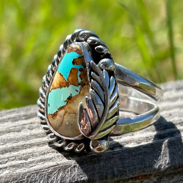 Image of Small Royston Turquoise Handmade Sterling Silver Ring