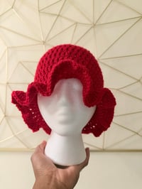 Image 1 of Crochet Ruffle Hat ( Red )