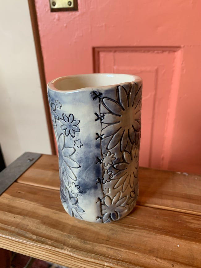 Indigo floral mug