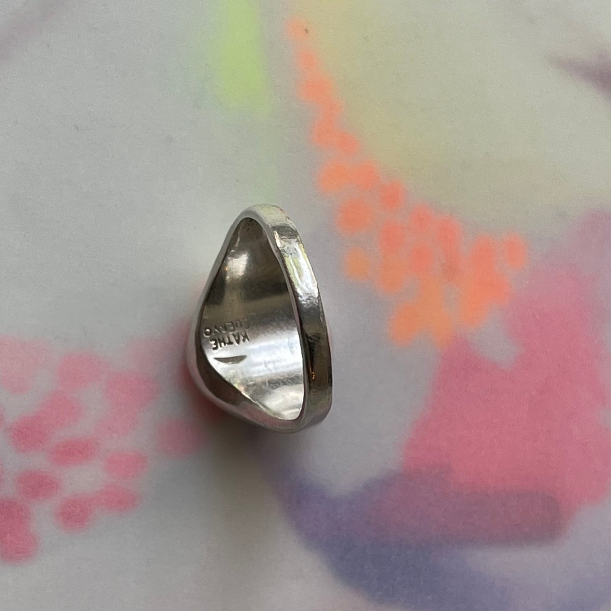 Image of pink dot signet ring