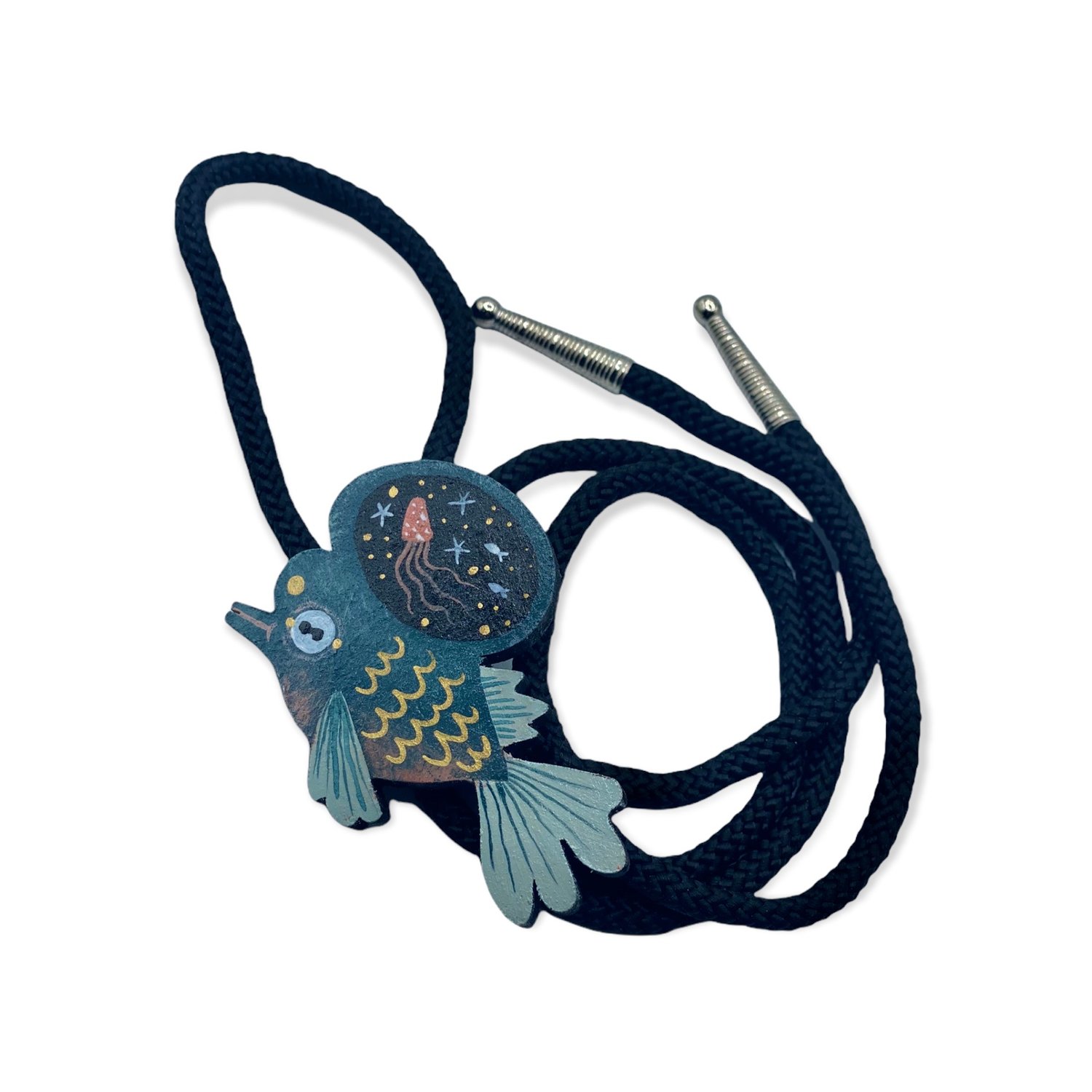 Image of Blue fish bolo  tie 