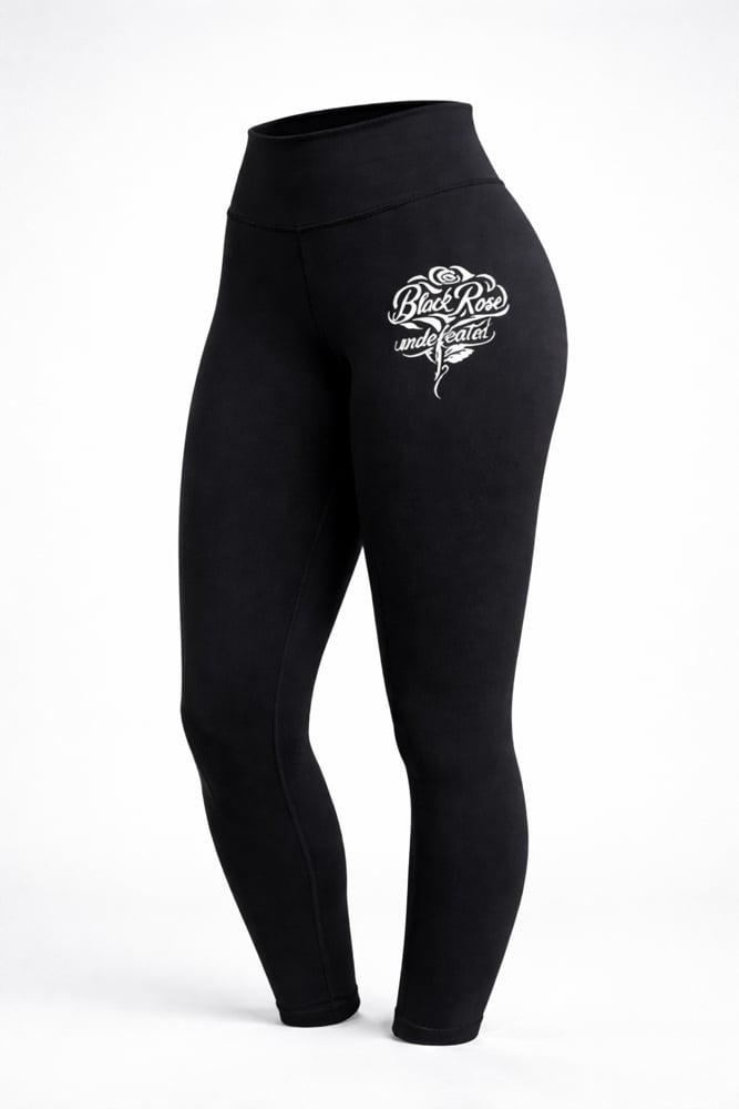 Image of Black rose small logo leggings -PRE ORDER
