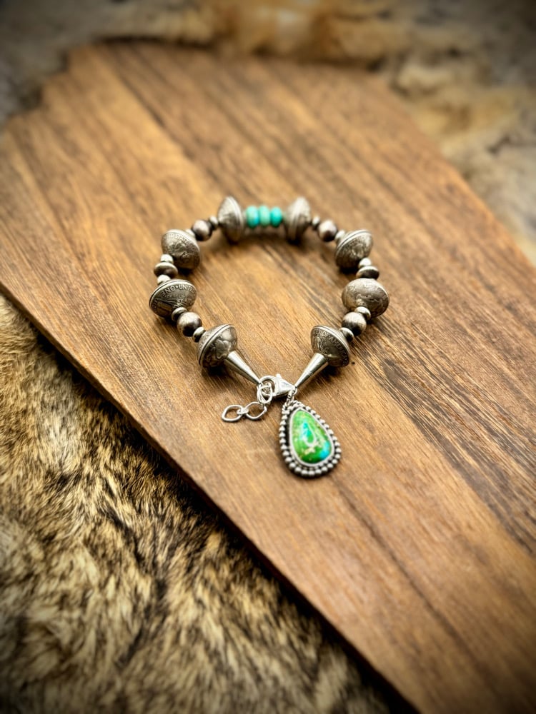 Image of Mercury Dime Bracelet with Sonoran Gold Charm - size 6-9” 