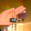 aura coated obsidian rainbow jewelry set 