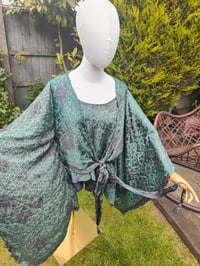 Image 1 of Kimono and cami top Set-dark green and black grey