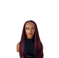 Image 3 of Bordeaux – Deep Wine Red Middle Part Wig