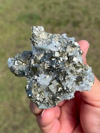 Image 7 of Cubic Pyrite & Fine Quartz Points Cluster #2284