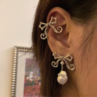 Image 4 of bow drop earrings